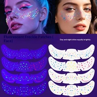 Autocollants de tatouage néon colorés fluorescents effet taches, imperméables, qui brillent sous lumière UV et lumière noire dans l'obscurité, patchs temporaires