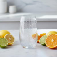 Verre à boire en verre transparent de 400 ml avec motif d'herbe gravé, style vintage, écologique pour la maison, le bar, le restaurant, le service de boissons