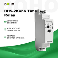 Relais temporisé miniature à faible consommation DOHO DH5-2Konb Series SPDT/DPDT 10A/15A AC/DC 24-240V en alliage d'argent 0.1S~10D à bornes à vis