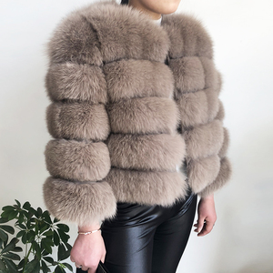 Veste Courte en Fourrure Naturelle de Renard de Luxe Grande Taille pour <span class=keywords><strong>Femme</strong></span> Hiver, Vente en Gros - Product Image 3