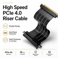 Câble d'extension de carte graphique PCIe 4.0 X16 à 31 conducteurs plaqués argent, cordon de 180 degrés pour montage GPU inversé en boîtier ITX SFX