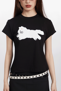 Fille épicée personnalisée t-shirt uni été coton serré mince t-shirt <span class=keywords><strong>blanc</strong></span> t-shirt femmes hauts imprimés dames hauts à manches courtes - Product Image 4
