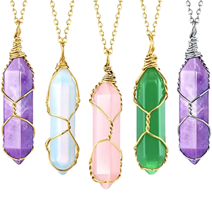 Hot Sale Natural Gemstone Crystal Necklace Gold Plated Copper Chain <b>Polished</b> Bullet Irregular Stone Healing Charm Fashion Trend - Product Image 4