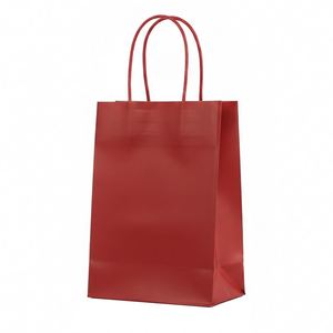 LH Promotional High Quality Custom Deep <b>Red</b> Paper Bags Screen Printing <b>Ribbon</b> Handles Eco-Friendly Supermarket Microwaves - Product Image 1