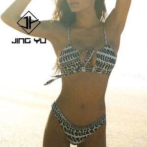 Trajes de Baño de Poliéster de Alta Calidad, Bikini con Nudo Hueco Personalizado por el Fabricante, Ropa de Playa Estampada OEM - Product Image 5