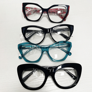 Gafas de Mujer con Diseño de Ojo de Gato, Modernas <span class=keywords><strong>y</strong></span> Populares, con Montura Óptica de Acetato, Gruesa <span class=keywords><strong>y</strong></span> Elegante, Hechas a Mano, Disponibles en Stock - Product Image 1