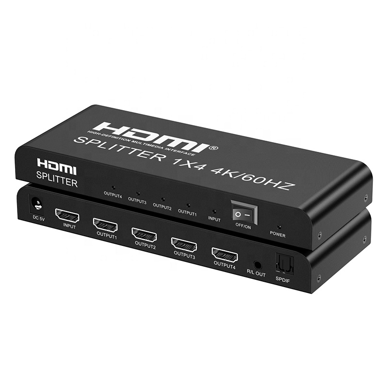 1 Eingang 4 Ausgang Splitter HDMI 1 Auf 4 1 * 4 4-Anschluss HDMI 2.0V Splitter 1 × 4 Unterstützung 4K 60Hz 3D HDMI Splitter mit Audio