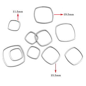 Connecteurs carrés creux en acier inoxydable pour la fabrication de bijoux, composants géométriques en acier H1056 couleur or - Product Image 3