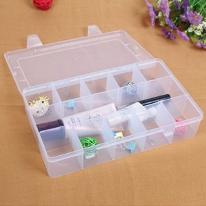 15 Compartment Transparent Plastic Storage <b>Box</b> With Flip Top For Jewelry And Small Items Organizers - Product Image 1