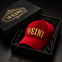Casquette de baseball en velours WEINI avec logo personnalisé, broderie or métallique, 6 panneaux, casquettes de luxe streetwear, vente en gros