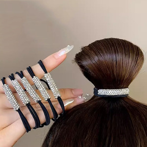 2026 Bandeau pour queue de cheval en caoutchouc pour femme, orné de strass, au design épuré, très élastique et durable, accessoire de mode - Product Image 3