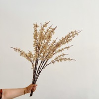 Ranting Eucalyptus Buatan 89 cm dengan Buah Berry Mini Plastik, Batang Merah Panjang, Dekorasi Taman Pernikahan Musim Gugur