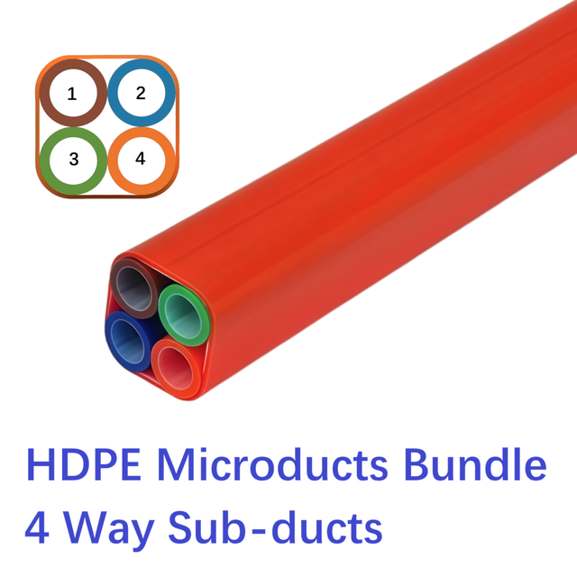 4-Way HDPE Microduct Bundle 14/10mm High Pressure Resistant Flexible Durable Silicon Core Lined Tube 4 Sub-ducts Telecom