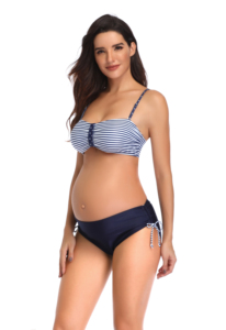 Traje de baño de dos piezas sin espalda Sexy para mujer, con almohadilla Halter Bikini, traje de baño para mujer embarazada - Product Image 2