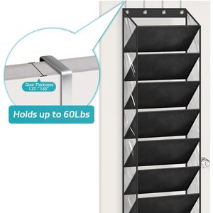 10 Tier Clear Over The Door <b>Shoe</b> Organizer Deep Pockets Hanging Rack For Closet Door Fit 20 Pairs Black - Product Image 6