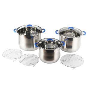 Wholesale 9pcs Cookware Set Glass Lid Stainless Steel Soup <b>Stock</b> <b>Pots</b> for Home Hotel Restaurant - Product Image 3