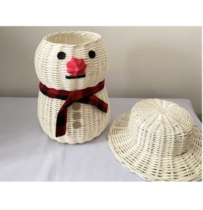 Vietnam Natural Rattan <b>White</b> Christmas Snowman Decor Natural <b>Wicker</b> Ornaments Boho Xmas Ornaments Low Price - Product Image 1