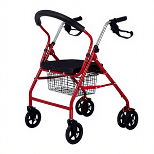 KS Foldable Four-Wheeled <b>Rollator</b> <b>Walker</b> With Seat And Basket For Seniors Mobility Aid - Product Image 1