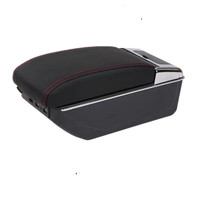 Accoudoir en cuir Interface USB Boîte de rangement Porte-gobelet et cendrier Intérieur ABS Accoudoir 2019 Peugeot 208