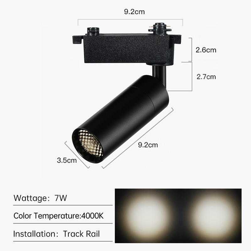 Voie 7W-4000K-2Wries-Noir