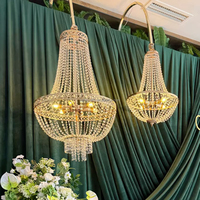 Nouvelle Décoration de Plafond pour Mariage, Hôtel, Scène, Salle de Banquet : Lustre en Fer Doré/Argenté avec Perles Acryliques