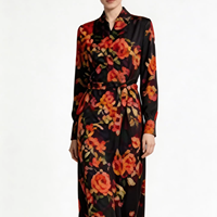 Robe longue élégante de haute qualité pour femme, col en V, taille empire, coupe trapèze, couleur unie, mode automne