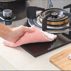 Kitchen Towels Solid Color Rectangle Absorbent Thickened Double Layer Dishcloth For Kitchen Cleaning - Product Image 3