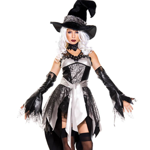 2025 nuevos estilos Hechizante vestido de bruja con sombrero Halloween Lindo disfraz de bruja mágica para mujeres - Product Image 1