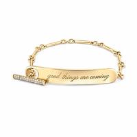 Bracelet en barre de laiton plaqué or 18 carats Gemnel avec gravure inspirante pour femme, bijou délicat avec chaîne à maillons en zircon cubique