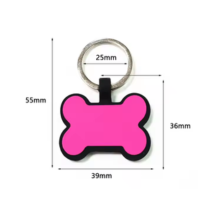 저렴한 가격 QR 코드 인쇄 양면 100% 실리콘 애완 동물 빈 개 목걸이 열쇠 고리 ID 이름 태그 - Product Image 4