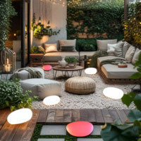Globe de pierre artificielle moderne à énergie solaire LED RGBW pour parking extérieur, jardin, paysage, pelouse, lumières solaires en pierre