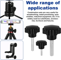 Vis de serrage en acier à filetage mâle long avec bouton étoile en plastique noir M6 x 25 mm et M6 x 40 mm pour équipement industriel (vente en gros)