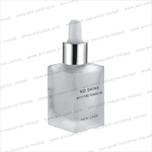 30ml New Design Square Cosmetic Glass Bottle Set Manufacturers Dropper Skin Care Cream Screen Printing Personal Care