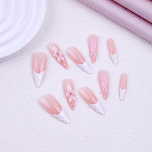 Lot <span class=keywords><strong>de</strong></span> 30 faux ongles à presser, faits main, motifs 3D fleurs et vagues, ongles à couverture complète - Product Image 4