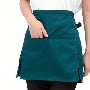 Uniforme de serveur de restaurant en coton et lin, tablier court imperméable pour café, vêtements de travail, logo personnalisé - Product Image 1