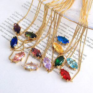 Nuevo diseño <span class=keywords><strong>de</strong></span> piedras preciosas ovaladas encanto collar cumpleaños regalo <span class=keywords><strong>mes</strong></span> joyería 18K chapado en oro personalizado Birthstone colgante collar - Product Image 5