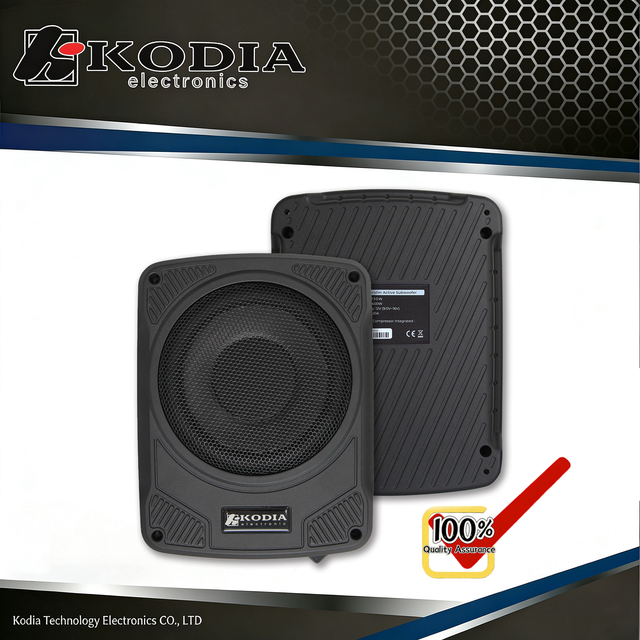 8 Inch RMS 130W 12V Slim  Active Subwoofer - Die-Cast Box, Underseat Car Audio System, Heavy-Duty Heatsink High Spl Subwoofer