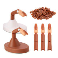 Doigts d'entraînement à la manucure en acrylique avec 1 support de base, kit d'entraînement mobile pour les ongles.