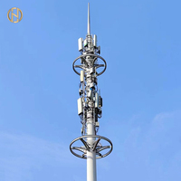 Poteau de communication en acier galvanisé 5G sur mesure |   Mât d'antenne cellulaire monopode pour tour de télécommunications extérieure provenant d'un fournisseur fiable