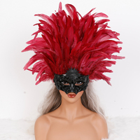 Masque de mascarade en plumes vénitiennes multicolores, masque en plumes pour le carnaval de Mardi Gras, Halloween, fête costumée, masque en plumes pour événement cosplay