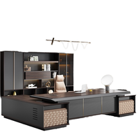 Bureau de direction moderne convertible en bois de luxe avec panneau design pour bureau, atelier, usage commercial, rangement durable