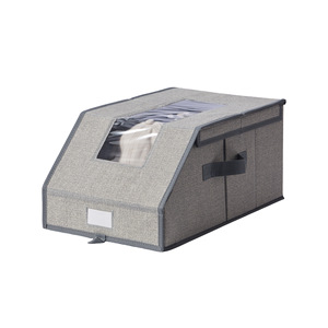 Magnetic Flip Top Hat <b>Storage</b> <b>Box</b> Foldable With Lid Rectangle <b>Beige</b> Gray Bedroom Wardrobe Organizer - Product Image 2