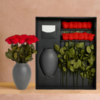 2025 hadiah Hari Valentine bunga abadi dengan batang Venus Fleur produk baru Logo kustom warna-warni buket mawar tak terbatas
