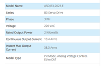 ASD-B3-2023-E Variateur de vitesse série B3 2kW 230V 3 phases avec contrôle de mouvement EtherCAT