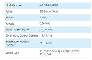 Controlador de movimiento ASD-B3-2023-E de 2kW, serie B3, 230V, trifásico, EtherCAT - Product Image 3