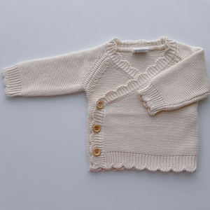 Cardigan à manches longues en tricot machine rose pêche pour bébé fille avec bord festonné, boutons en bois, point de liens, <span class=keywords><strong>manteau</strong></span> pour nouveau-né, pulls d'automne - Product Image 6