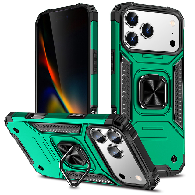 New Design Multi Colour Armor Phone Case with Shockproof Ring Stand for iPhone 17 16 15 Pro Max Full Protection Fashion case