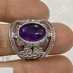 Bague en argent sterling 925 avec améthyste et pierre de lune arc-en-ciel, design fantastique, bijoux bohèmes à prix de gros - Product Image 2