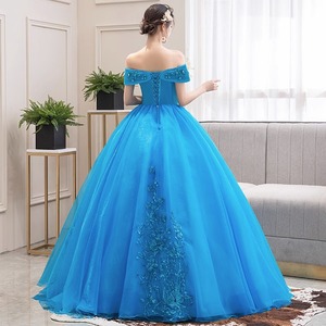 SWS108 <span class=keywords><strong>abito</strong></span> <span class=keywords><strong>da</strong></span> ballo principessa con spalle scoperte blu <span class=keywords><strong>abito</strong></span> <span class=keywords><strong>da</strong></span> <span class=keywords><strong>sposa</strong></span> <span class=keywords><strong>da</strong></span> <span class=keywords><strong>sposa</strong></span> con corsetto posteriore per Quinceaneras - Product Image 4