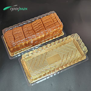 Toptan dikdörtgen lüks altın PET plastik kutu düğün parti taşınabilir pasta tatlı gıda ambalaj tepsi - Product Image 2